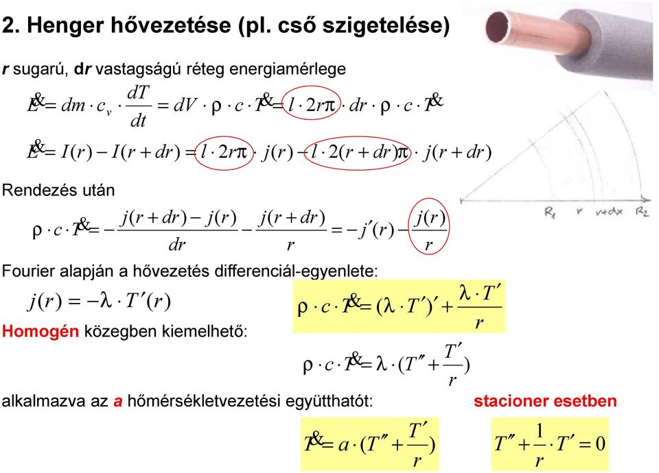 Fouie alapá a hővezetés ieeiál-egyelete: l V t E v ρ π ρ l