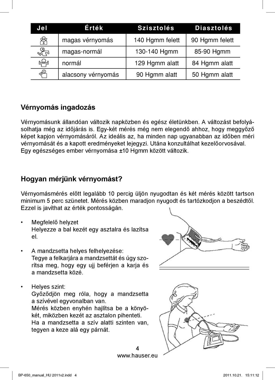 Egy-két mérés még nem elegendő ahhoz, hogy meggyőző képet kapjon vérnyomásáról. Az ideális az, ha minden nap ugyanabban az időben méri vérnyomását és a kapott eredményeket lejegyzi.