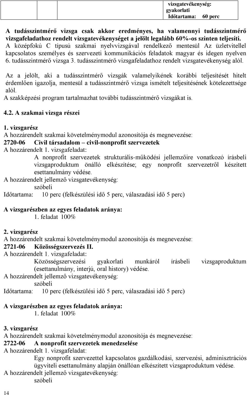 tudásszintmérő vizsgafeladathoz rendelt vizsgatevékenység alól.