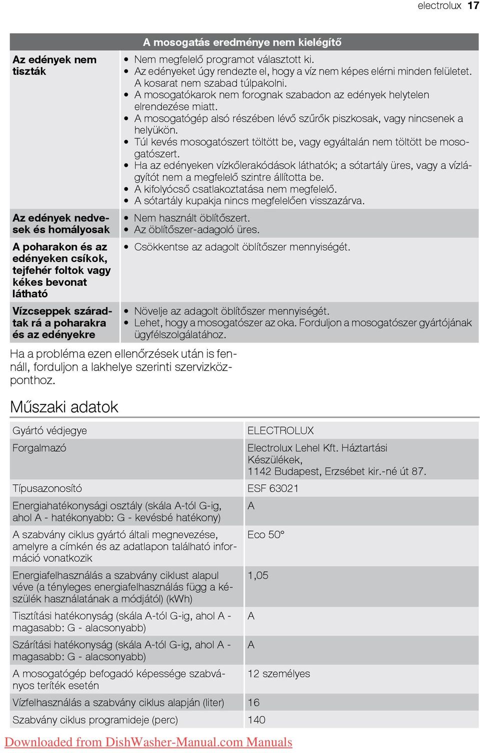 A mosogatókarok nem forognak szabadon az edények helytelen elrendezése miatt. A mosogatógép alsó részében lévő szűrők piszkosak, vagy nincsenek a helyükön.