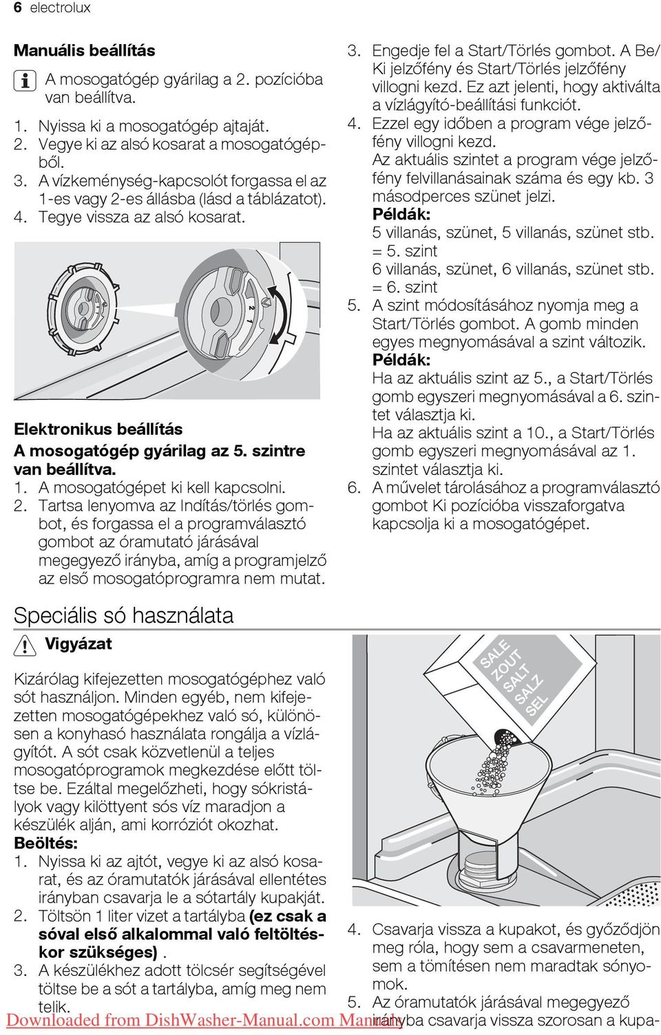 használati útmutató mosogatógép ESF63021 Downloaded from  DishWasher-Manual.com Manuals - PDF Ingyenes letöltés