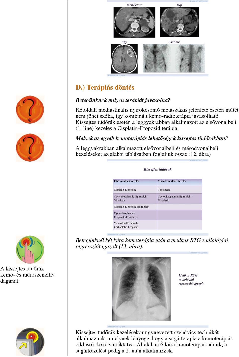 A leggyakrabban alkalmazott elsővonalbeli és másodvonalbeli kezeléseket az alábbi táblázatban foglaljuk össze (12.