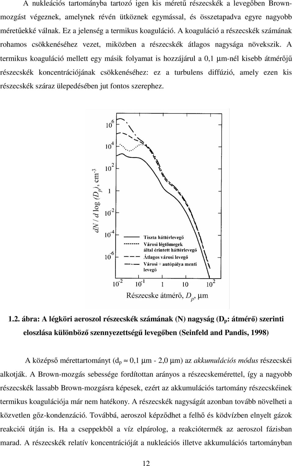 A termikus koaguláció mellett egy másik folyamat is hozzájárul a 0,1 µm-nél kisebb átmérj részecskék koncentrációjának csökkenéséhez: ez a turbulens diffúzió, amely ezen kis részecskék száraz