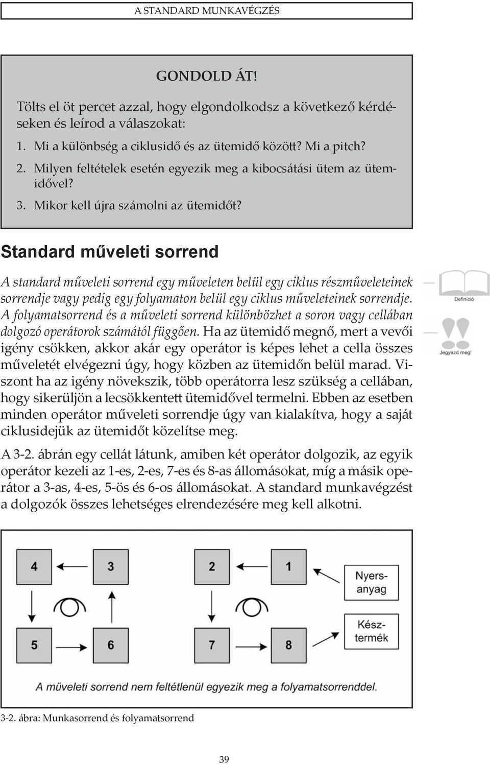 Standard műveleti sorrend A standard műveleti sorrend egy műveleten belül egy ciklus részműveleteinek sorrendje vagy pedig egy folyamaton belül egy ciklus műveleteinek sorrendje.