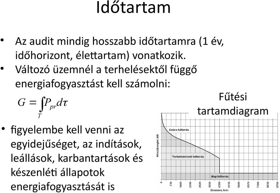 Változó üzemnél a terhelésektől függő energiafogyasztást kell számolni: G T P