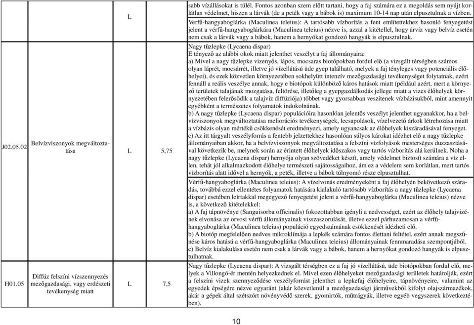 Verfű-hangyaboglárka (Maculinea teleius): A tartósabb vízborítás a fent említettekhez hasonló fenyegetést jelent a vérfű-hangyaboglárkára (Maculinea teleius) nézve is, azzal a kitétellel, hogy árvíz