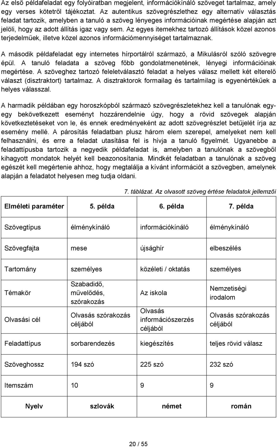 Az egyes itemekhez tartozó állítások közel azonos terjedelműek, illetve közel azonos információmennyiséget tartalmaznak.