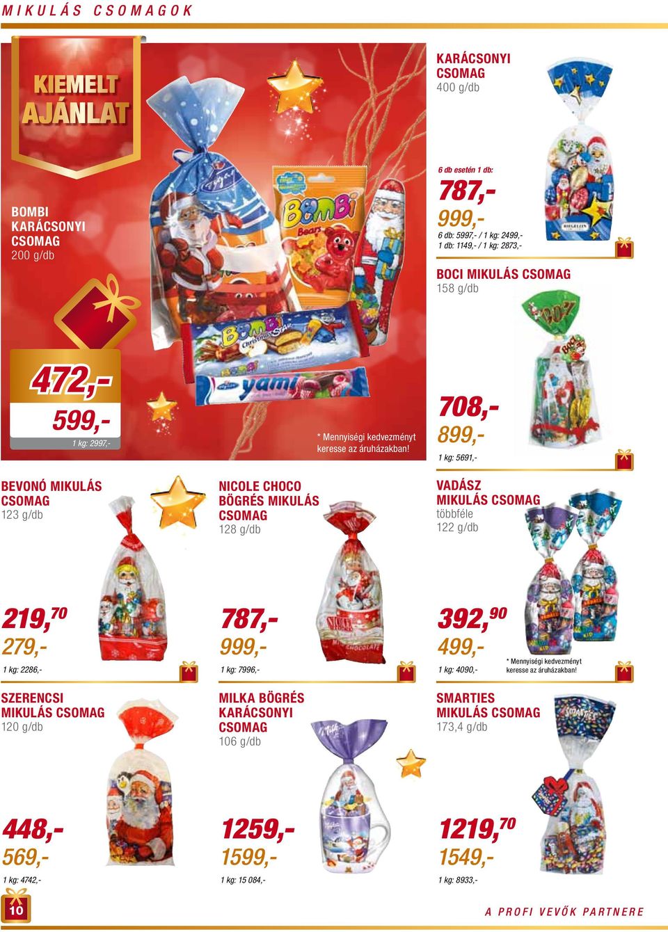 1 kg: 5691,- 708,- 899,- Vadász mikulás csomag 122 g/db 1 kg: 2286,- 219, 70 279,- Szerencsi mikulás csomag 120 g/db 499,- 787,- 999,- 1 kg: 7996,-53 Milka bögrés karácsonyi csomag 106 g/db