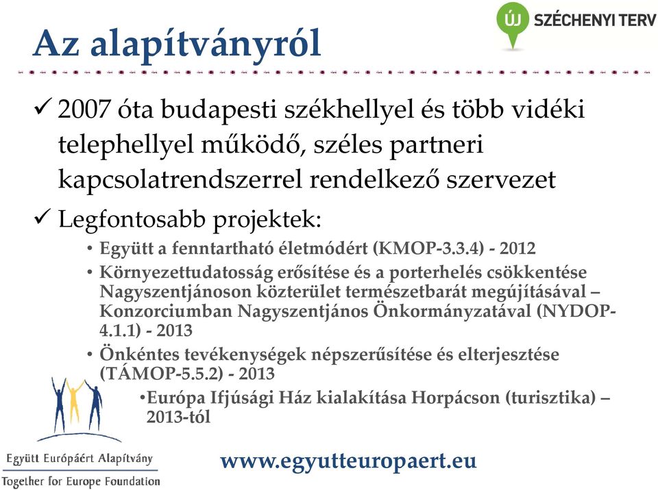 3.4) 2012 Környezettudatosság erősítése és a porterhelés csökkentése Nagyszentjánoson közterület természetbarát megújításával Konzorciumban