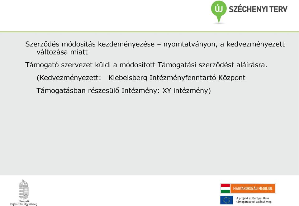 módosított Támogatási szerződést aláírásra.