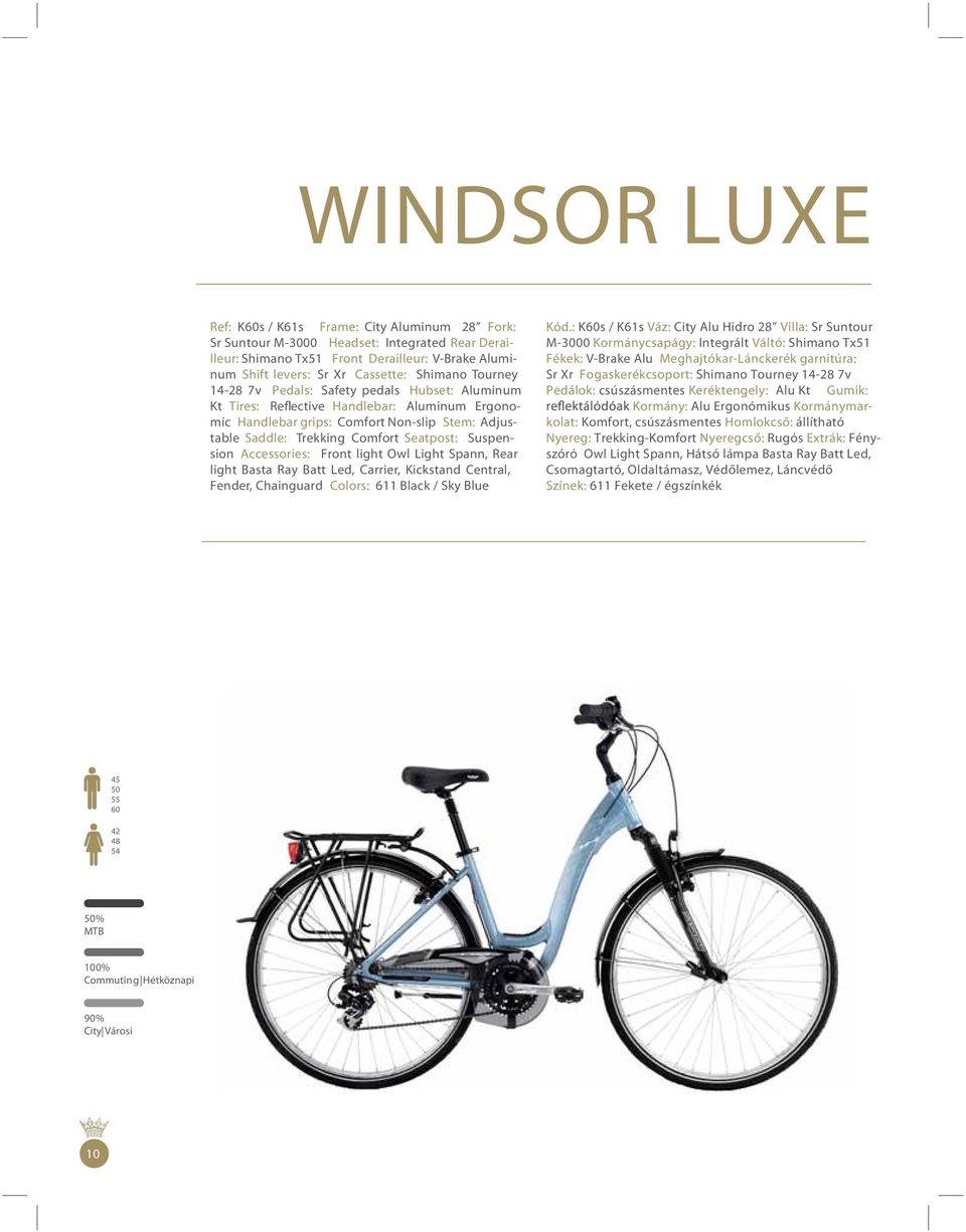 Seatpost: Suspension Accessories: Front light Owl Light Spann, Rear light Basta Ray Batt Led, Carrier, Kickstand Central, Fender, Chainguard Colors: 611 Black / Sky Blue Kód.
