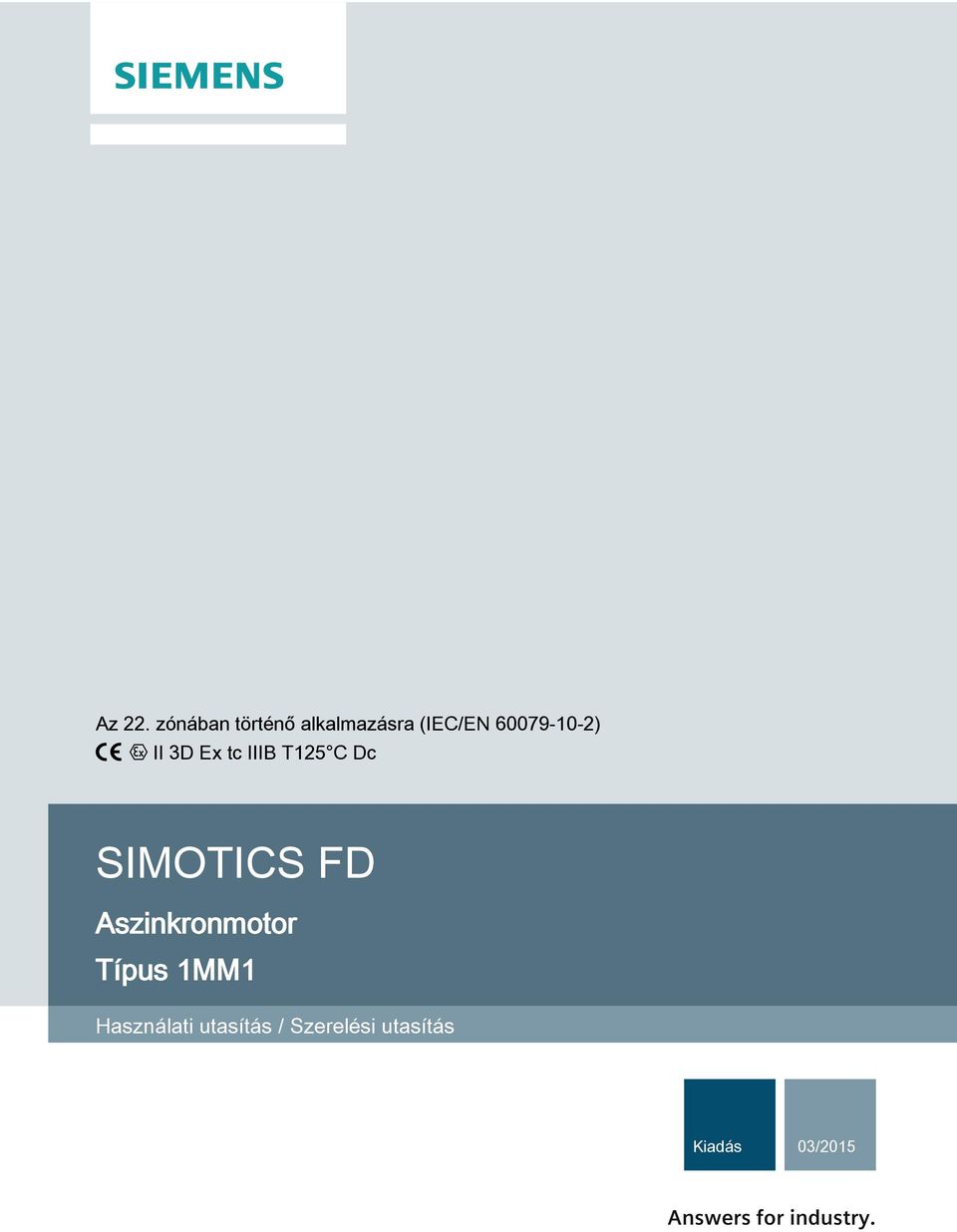 II 3D Ex tc IIIB T125 C Dc SIMOTICS FD