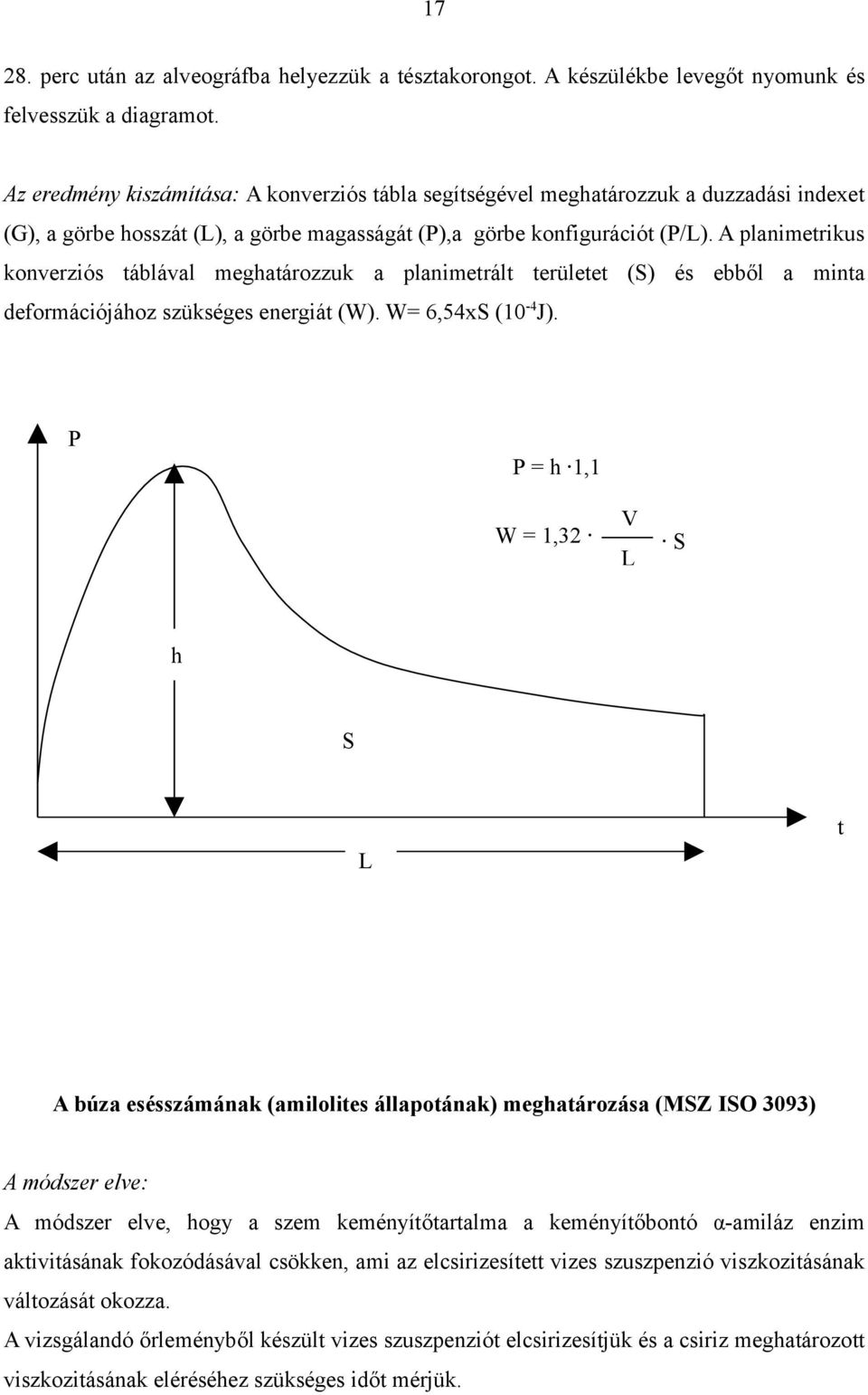 A planimetrikus konverziós táblával meghatározzuk a planimetrált területet (S) és ebből a minta deformációjához szükséges energiát (W). W= 6,54xS (10-4 J).