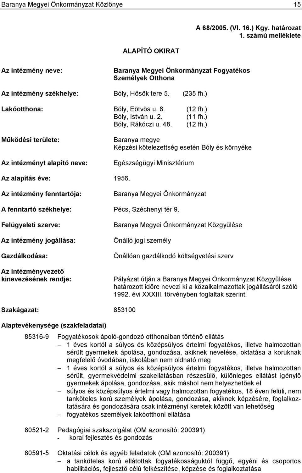 ) Bóly, István u. 2. (11 fh.) Bóly, Rákóczi u. 48. (12 fh.