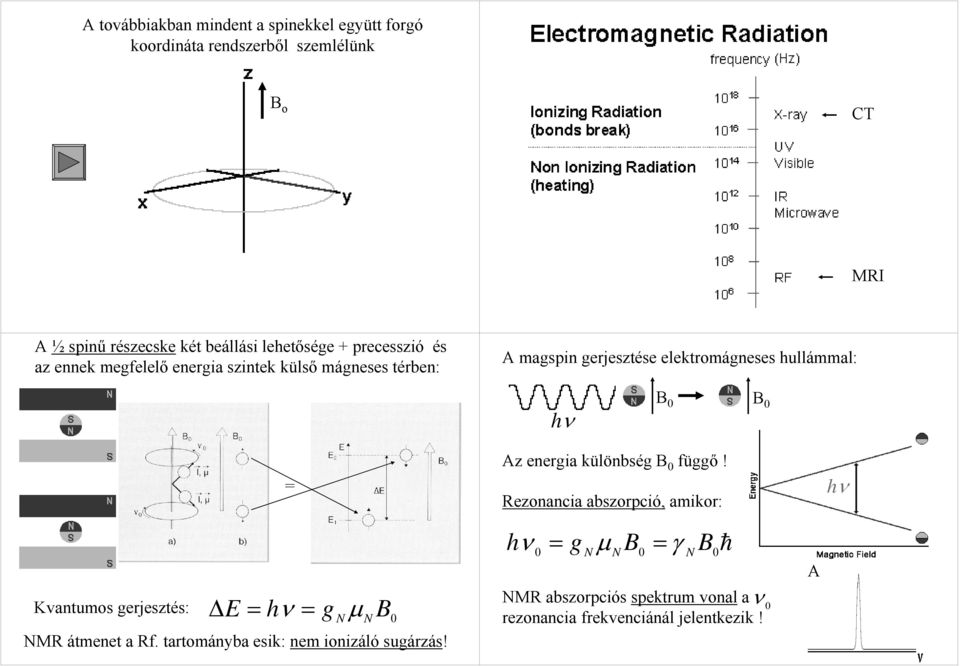 hullámmal: hν B 0 B 0 = Az energia különbség B 0 függő!