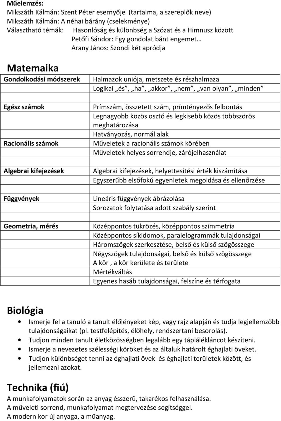 uniója, metszete és részhalmaza Logikai és, ha, akkor, nem, van olyan, minden Prímszám, összetett szám, prímtényezős felbontás Legnagyobb közös osztó és legkisebb közös többszörös meghatározása