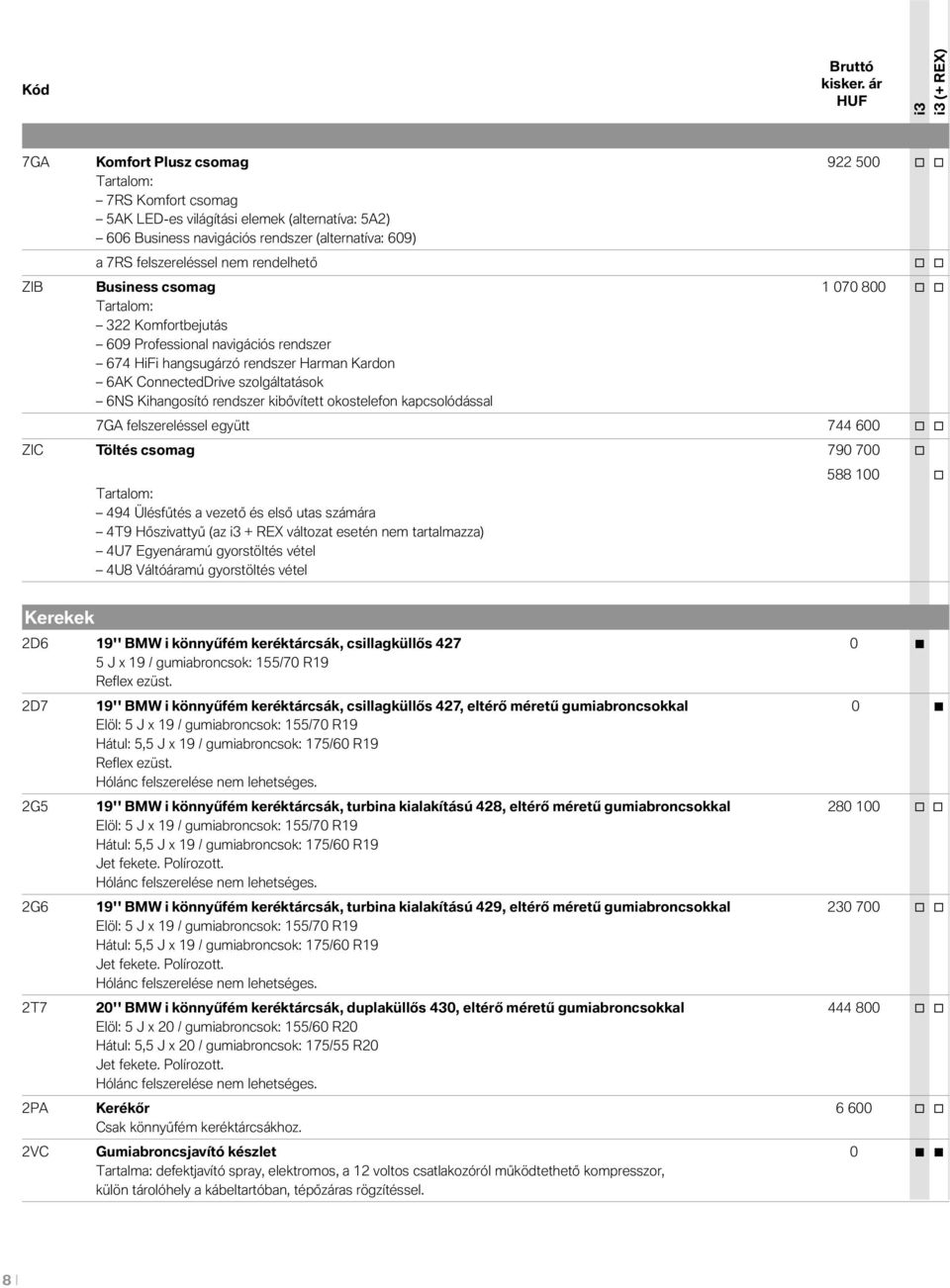 rendelhető o o ZIB Business csomag 1 070 800 o o Tartalom: 322 Komfortbejutás 609 Professional navigációs rendszer 674 HiFi hangsugárzó rendszer Harman Kardon 6AK ConnectedDrive szolgáltatások 6NS
