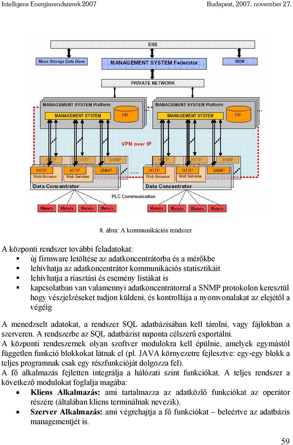 a riasztási és esemény listákat is kapcsolatban van valamennyi adatkoncentrátorral a SNMP protokolon keresztül hogy vészjelzéseket tudjon küldeni, és kontrollája a nyomvonalakat az elejétől a végéig