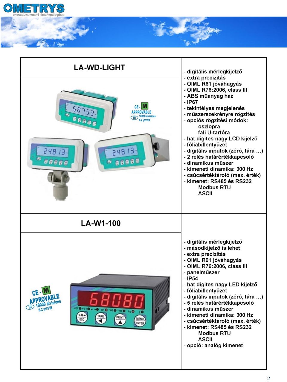 hat digites nagy LCD kijelző - 2 relés határértékkapcsoló LA-W1-100 -