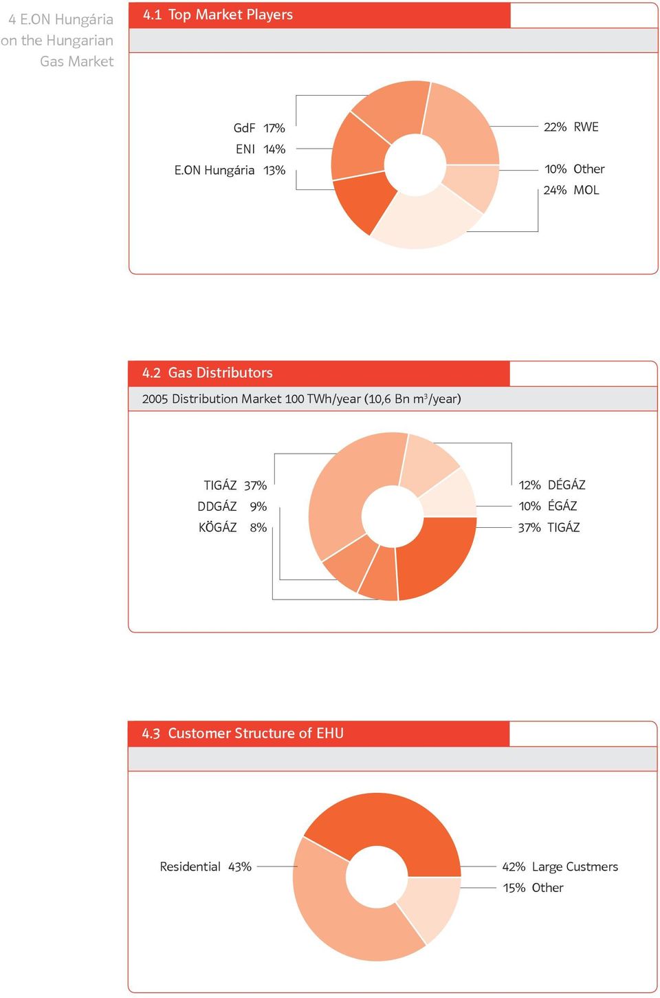 2 Gas Distributors 2005 Distribution Market 100 TWh/year (10,6 Bn m 3 /year) TIGÁZ