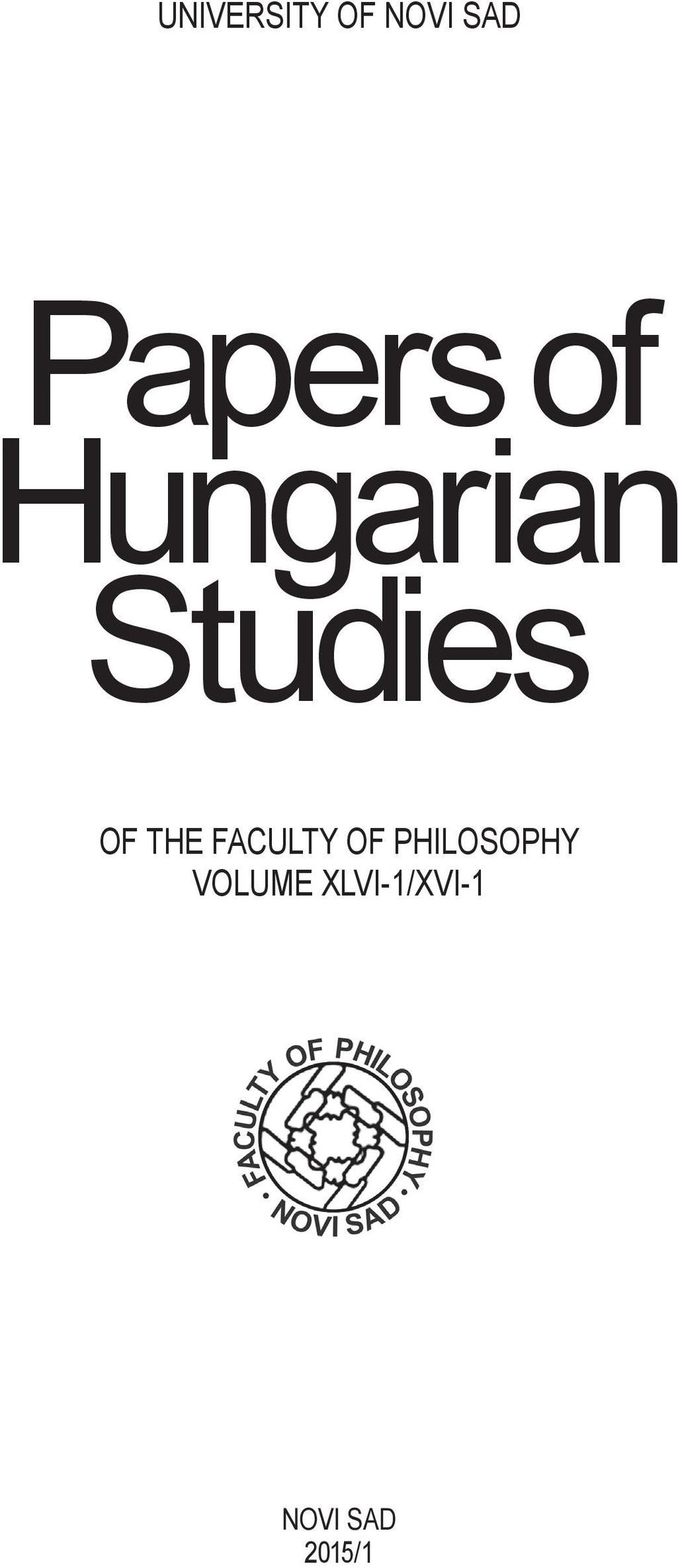 OF THE FACULTY OF PHILOSOPHY