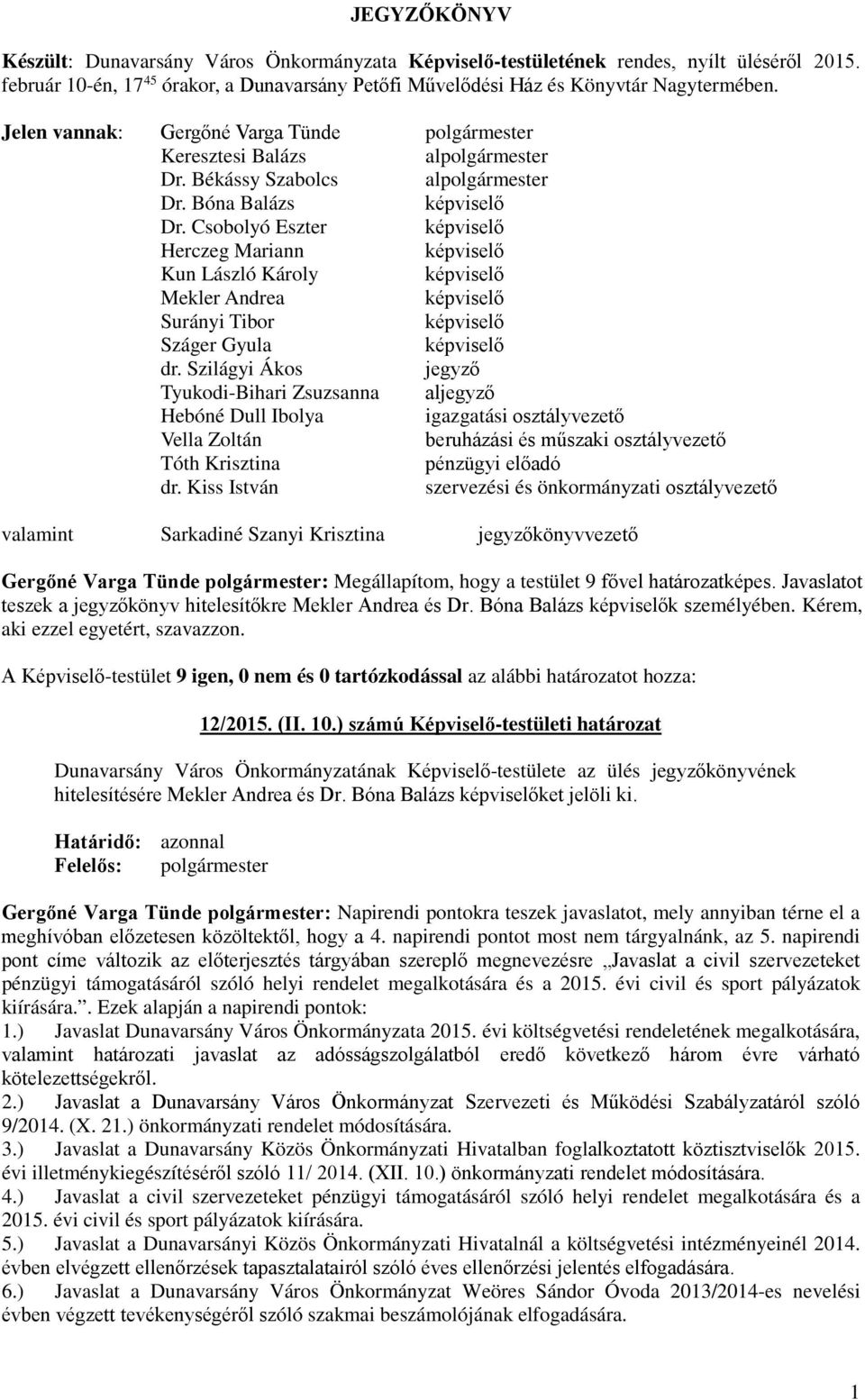 Csobolyó Eszter képviselő Herczeg Mariann képviselő Kun László Károly képviselő Mekler Andrea képviselő Surányi Tibor képviselő Száger Gyula képviselő dr.