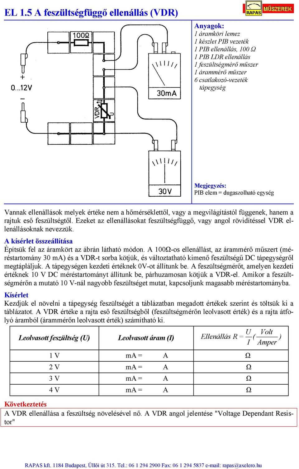 EL 1.1 A PTC Ellenállás - PDF Ingyenes letöltés