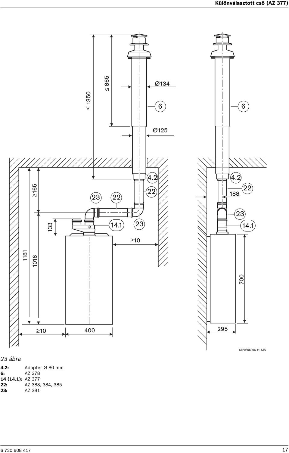 2: Adapter Ø 80 mm 6: AZ 378 14