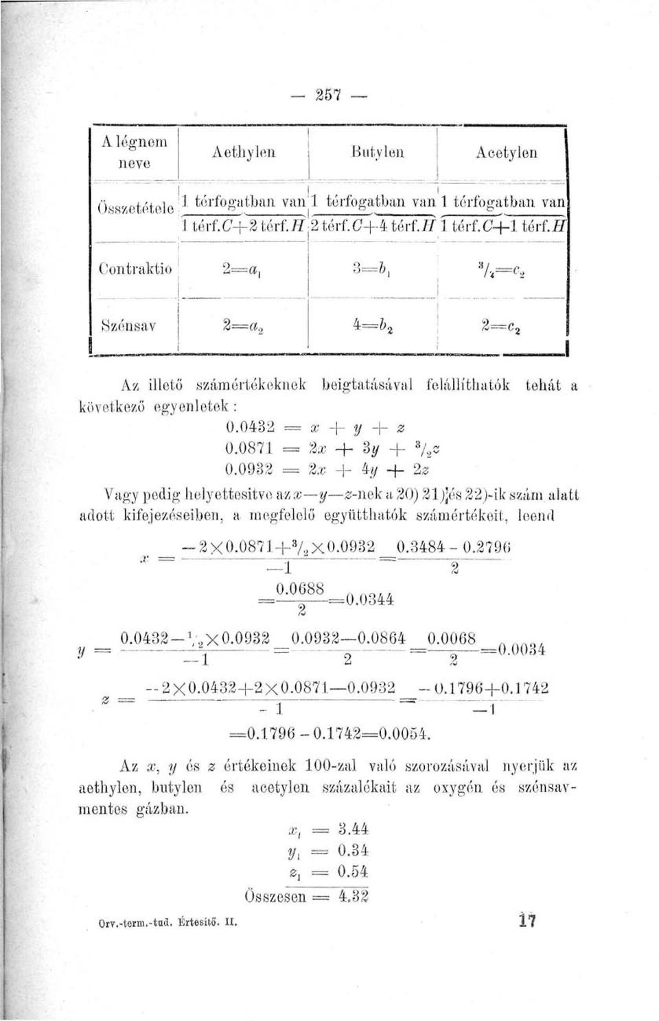 0932 = %x + 4y + 2s Vagy pedig helyettesítve az x y 2-nek a 20) 2 l)jés 22)-ik szám alatt adott kifejezéseiben, a megfelelő együtthatók számértékeit, leend -2X0.0871- --! y a x0.0932 0.3484-0.
