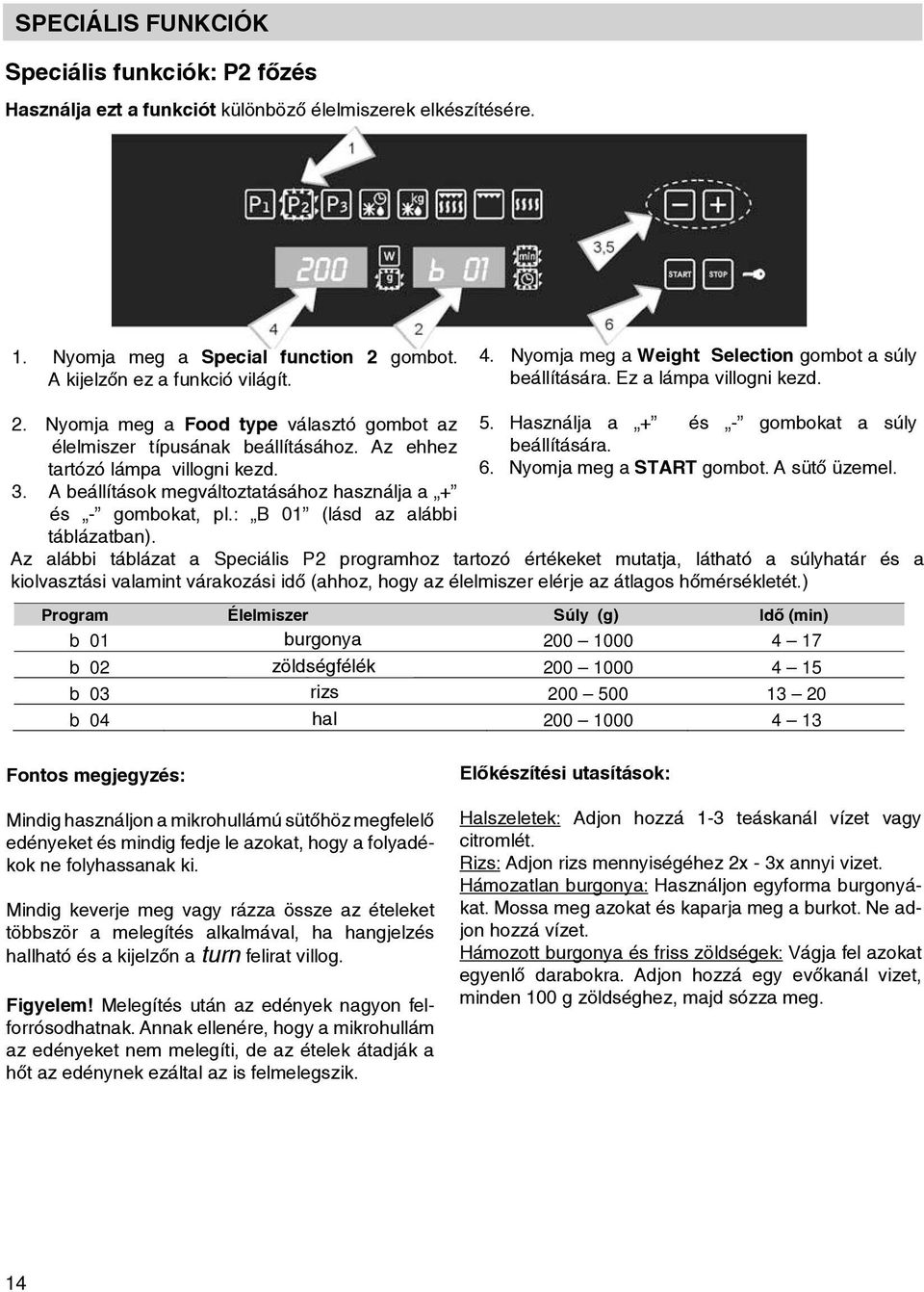 Press Ez Weight lámp Selection villogni kezd. key to define The function key lights up. food weight. The respective light will 2.