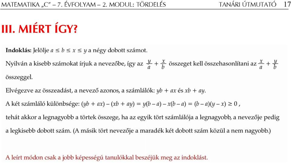 MODUL: TÖRDELÉS