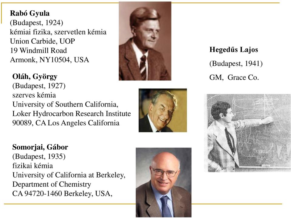 Research Institute 90089, CA Los Angeles California Hegedűs Lajos (Budapest, 1941) GM, Grace Co.
