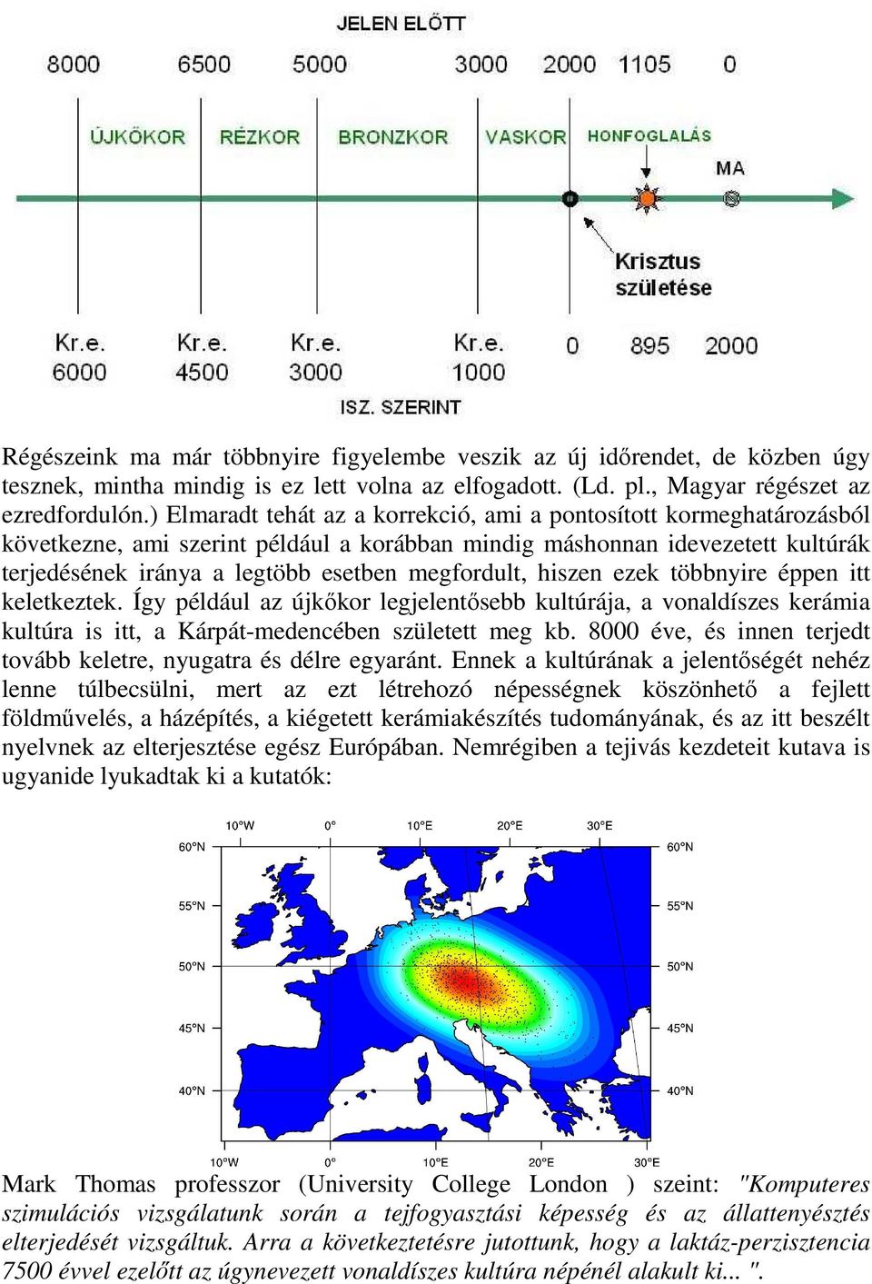 megfordult, hiszen ezek többnyire éppen itt keletkeztek. Így például az újkőkor legjelentősebb kultúrája, a vonaldíszes kerámia kultúra is itt, a Kárpát-medencében született meg kb.