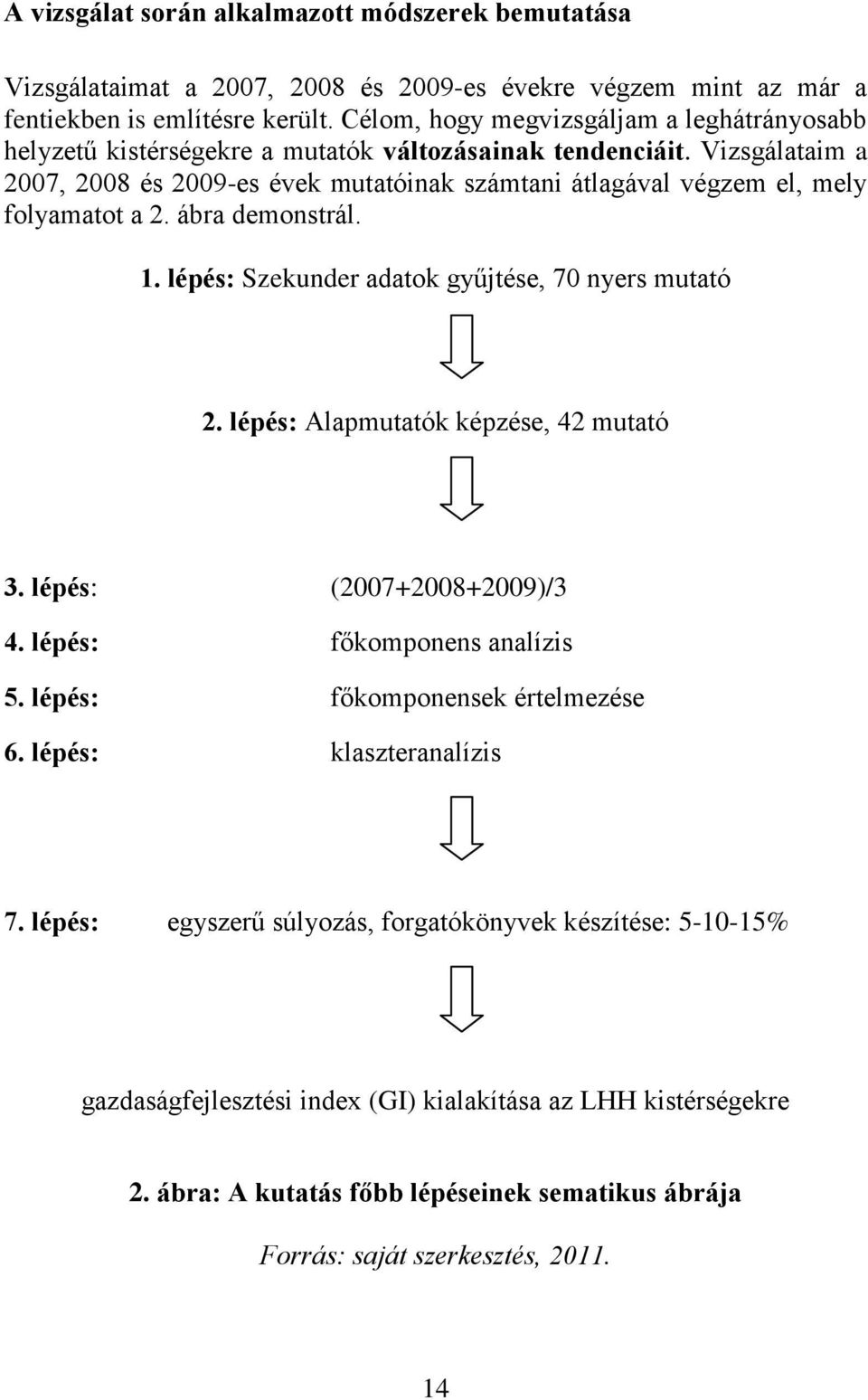 Vizsgálataim a 2007, 2008 és 2009-es évek mutatóinak számtani átlagával végzem el, mely folyamatot a 2. ábra demonstrál. 1. lépés: Szekunder adatok gyűjtése, 70 nyers mutató 2.