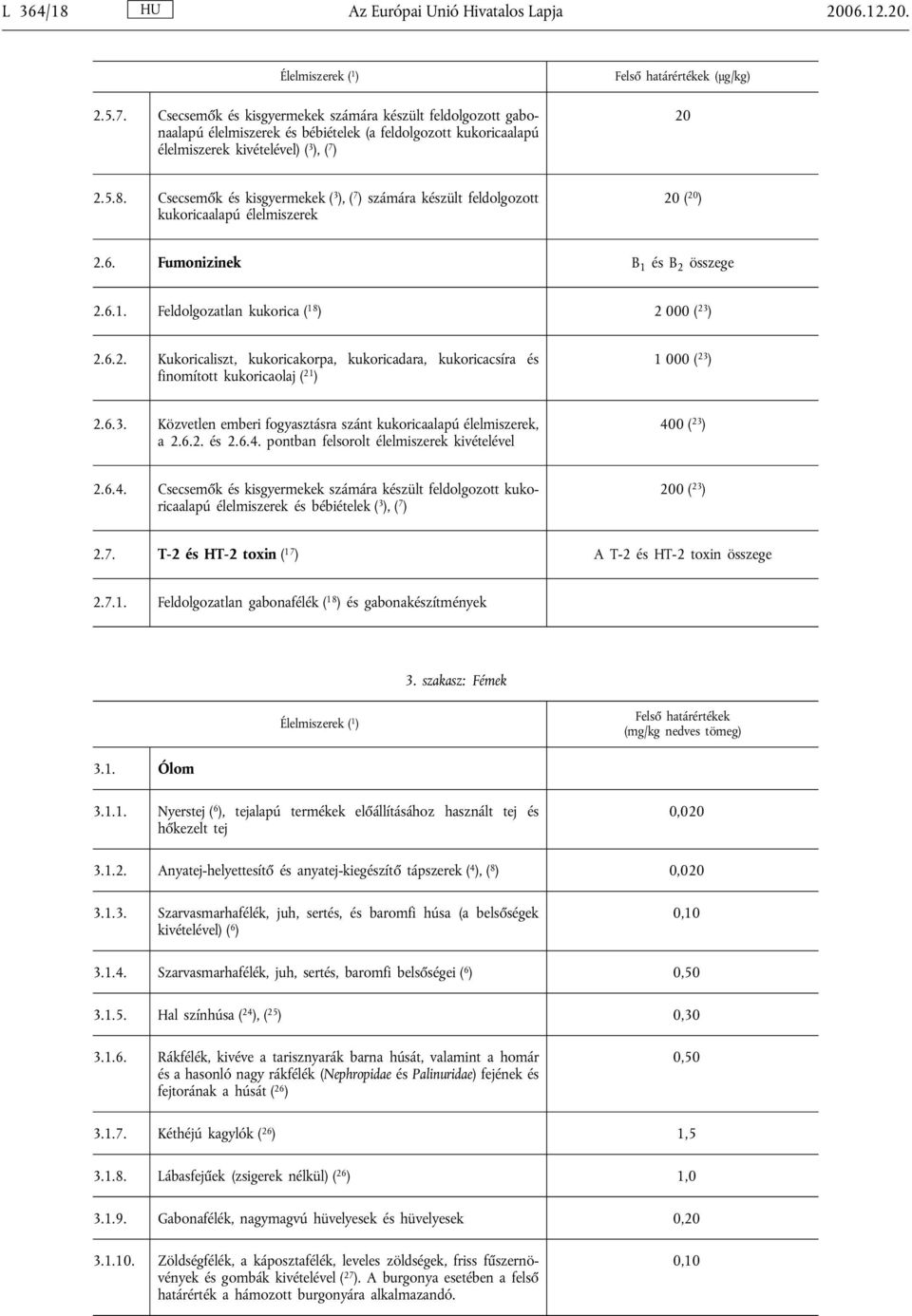 Csecsemők és kisgyermekek ( 3 ), ( 7 ) számára készült feldolgozott kukoricaalapú élelmiszerek 20