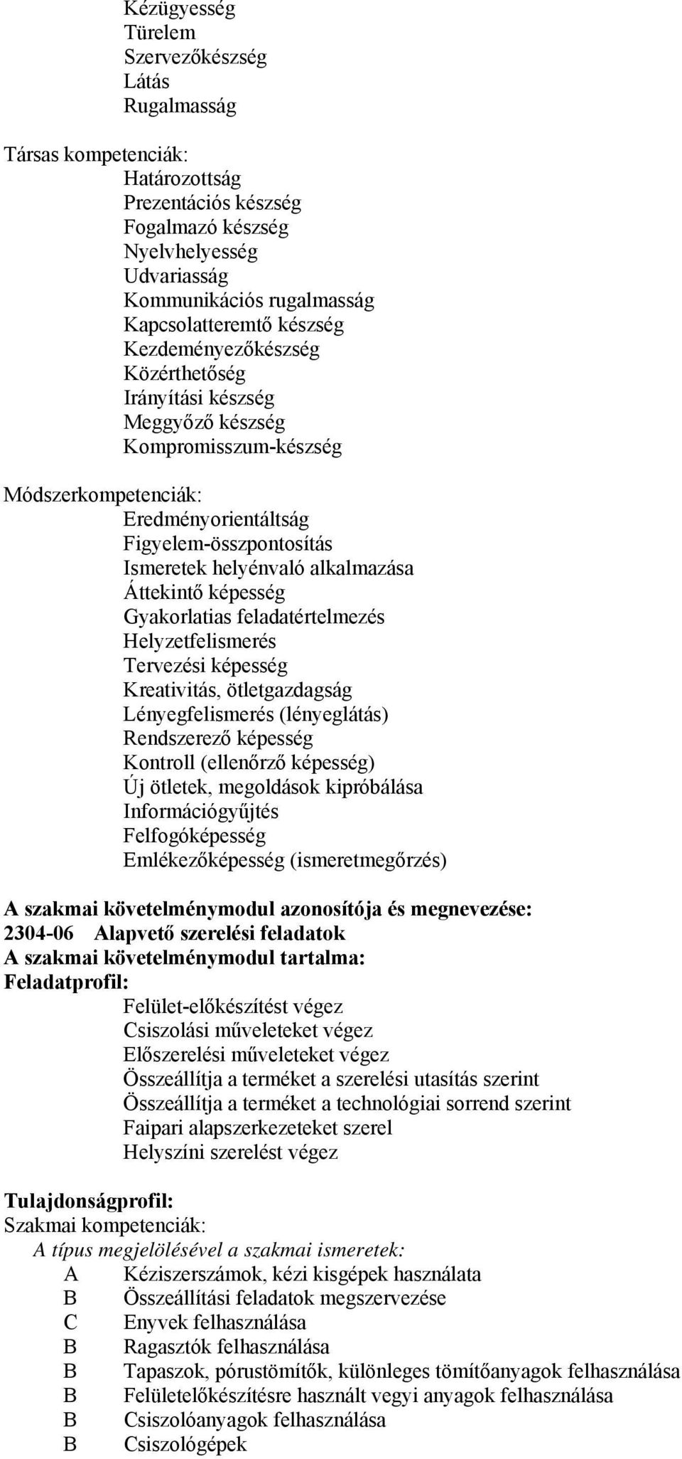 Áttekintő képesség Gyakorlatias feladatértelmezés Helyzetfelismerés Tervezési képesség Kreativitás, ötletgazdagság Lényegfelismerés (lényeglátás) Rendszerező képesség Kontroll (ellenőrző képesség) Új