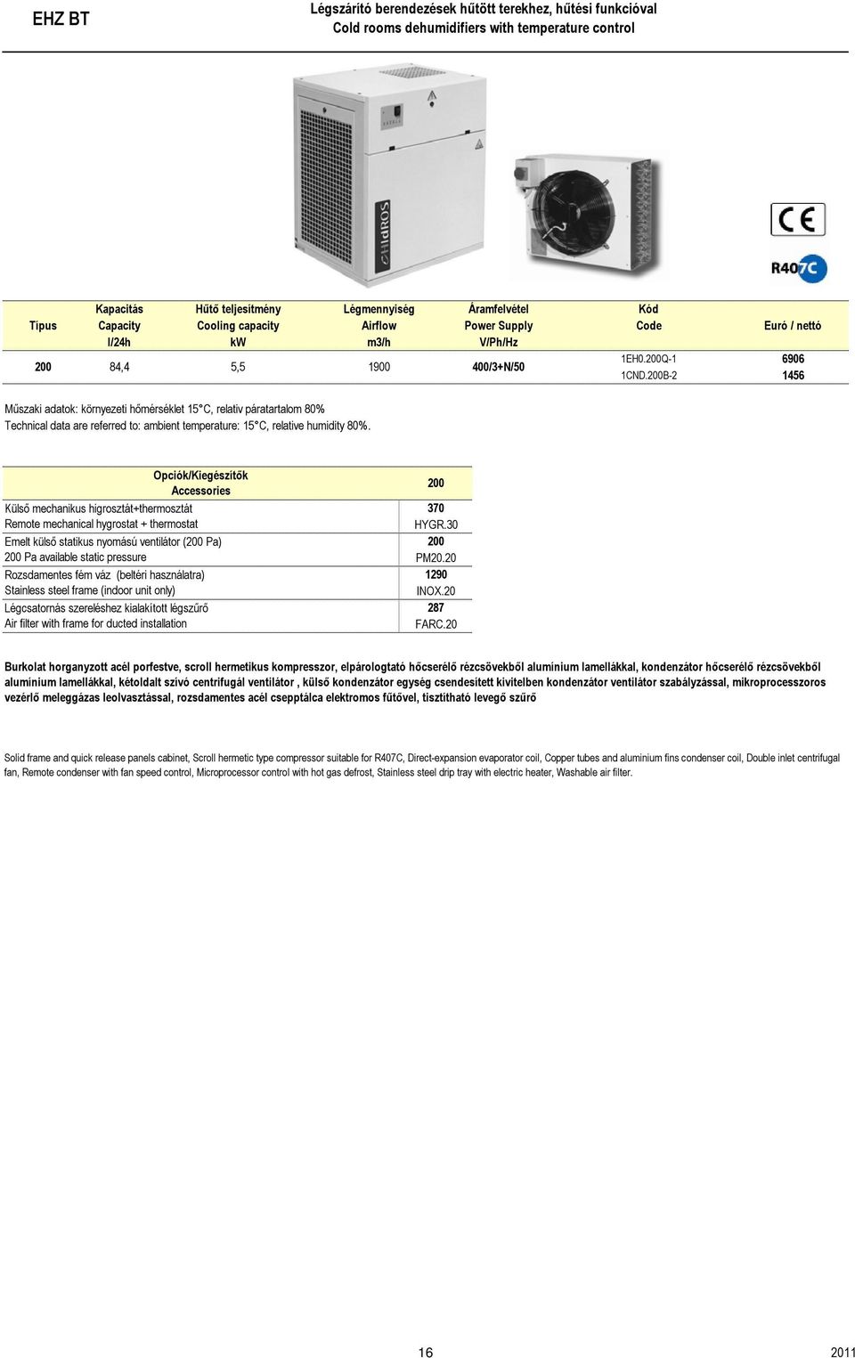 200B-2 1456 Műszaki adatok: környezeti hőmérséklet 15 C, relativ páratartalom 80% Technical data are referred to: ambient temperature: 15 C, relative humidity 80%.