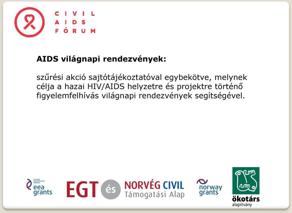 hazai HIV/AIDS helyzetre és projektre történő