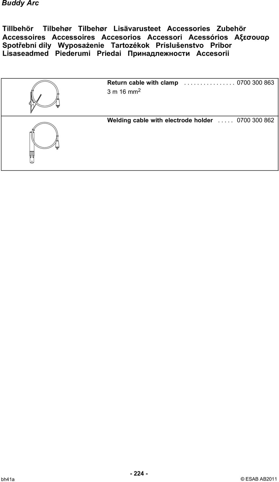 Lisaseadmed Piederumi Priedai Принадлежности Accesorii ΑΞΕΣΟΥΑΡ WYPOSAŻENIE Return cable with clamp.