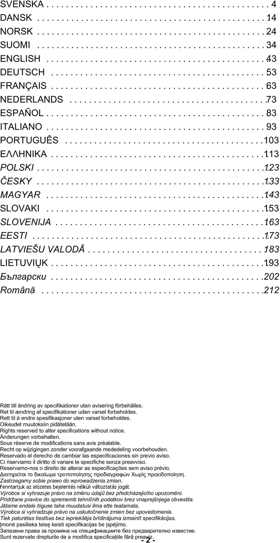 ............................................ 83. ITALIANO............................................. 93. PORTUGUÊS......................................... 103. ΕΛΛΗΝΙΚΑ............................................ 113.