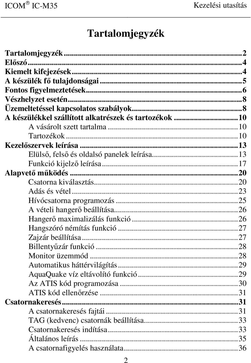 ..13 Funkció kijelző leírása...17 Alapvető működés...20 Csatorna kiválasztás...20 Adás és vétel...23 Hívócsatorna programozás...25 A vételi hangerő beállítása...26 Hangerő maximalizálás funkció.