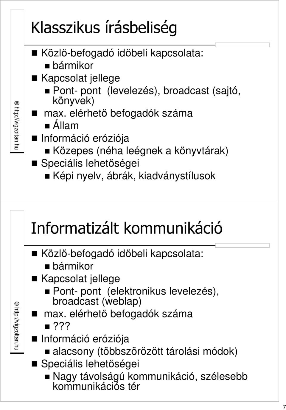 kiadványstílusok Közlı-befogadó idıbeli kapcsolata: bármikor Kapcsolat jellege Pont- pont (elektronikus levelezés), broadcast (weblap) max.