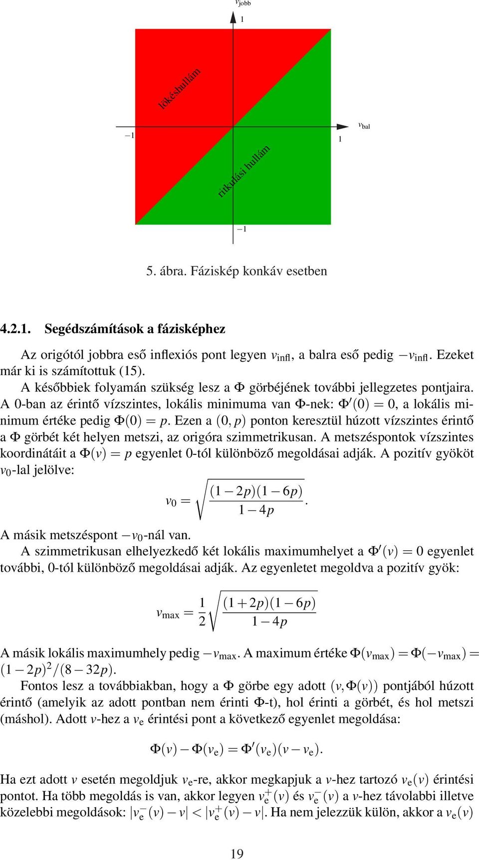A 0-ban az érintő vízszintes, lokális minimuma van Φ-nek: Φ (0) = 0, a lokális minimum értéke pedig Φ(0) = p.