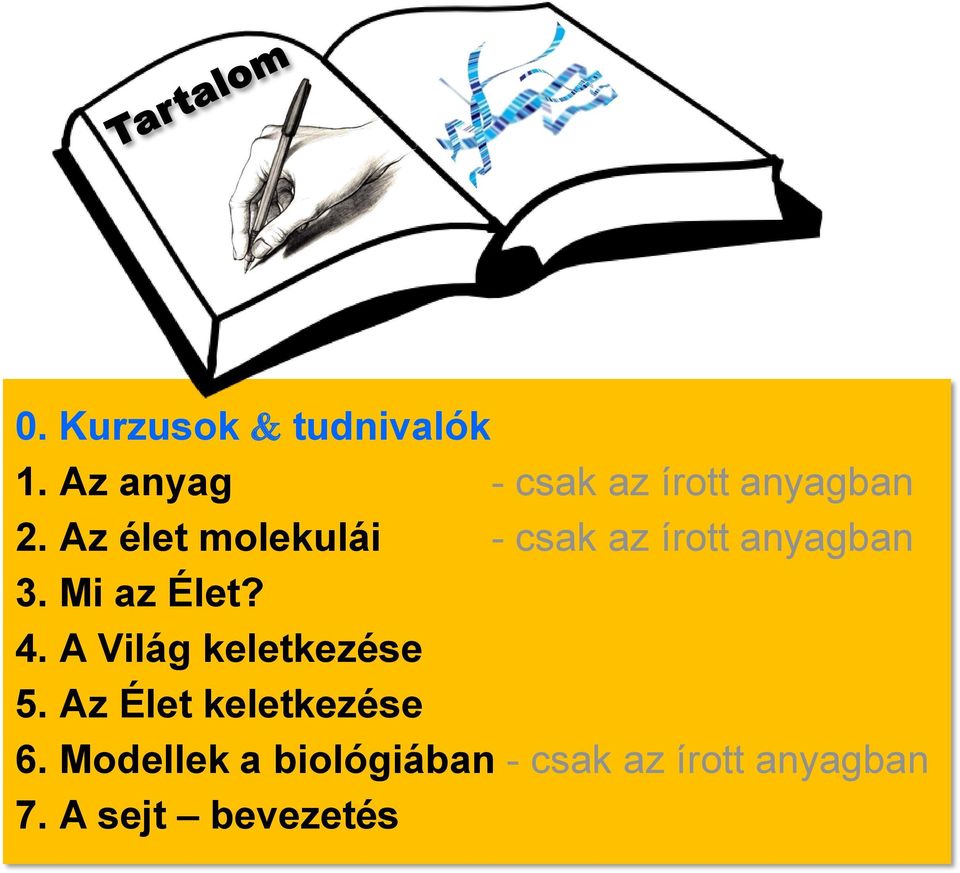 Az élet molekulái - csak az írott anyagban 3. Mi az Élet? 4.