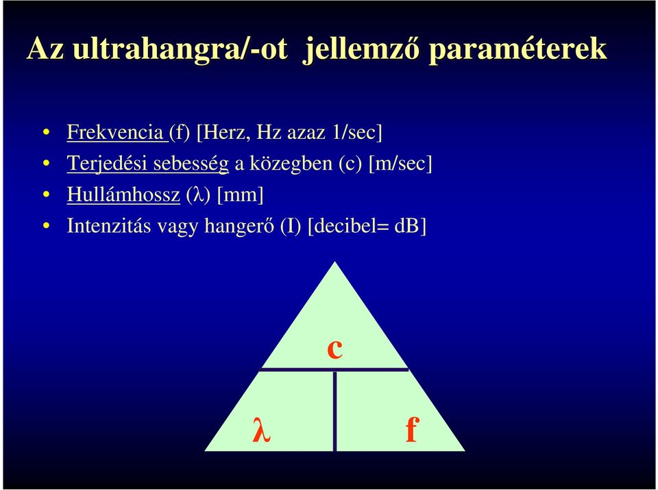 sebesség a közegben (c) [m/sec] Hullámhossz