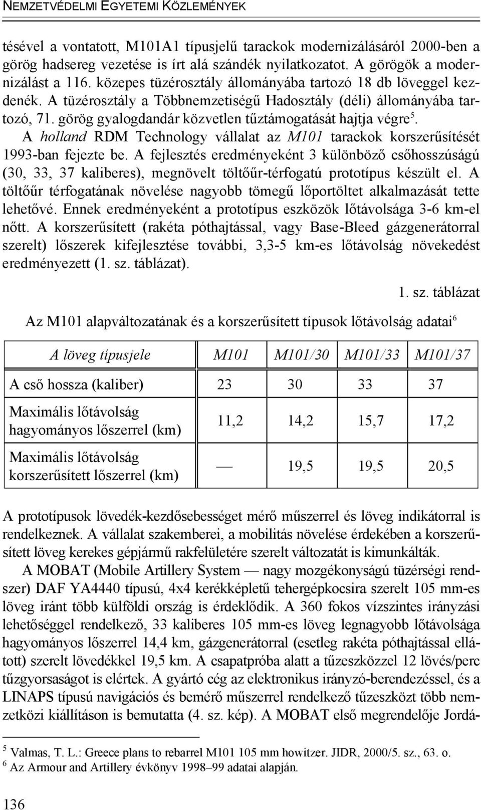 görög gyalogdandár közvetlen tűztámogatását hajtja végre 5. A holland RDM Technology vállalat az M101 tarackok korszerűsítését 1993-ban fejezte be.
