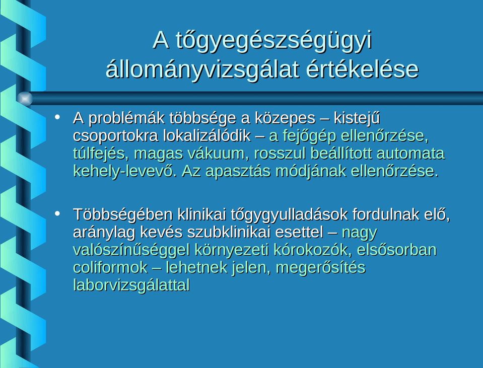 Az apasztás módjának ellenőrzése.
