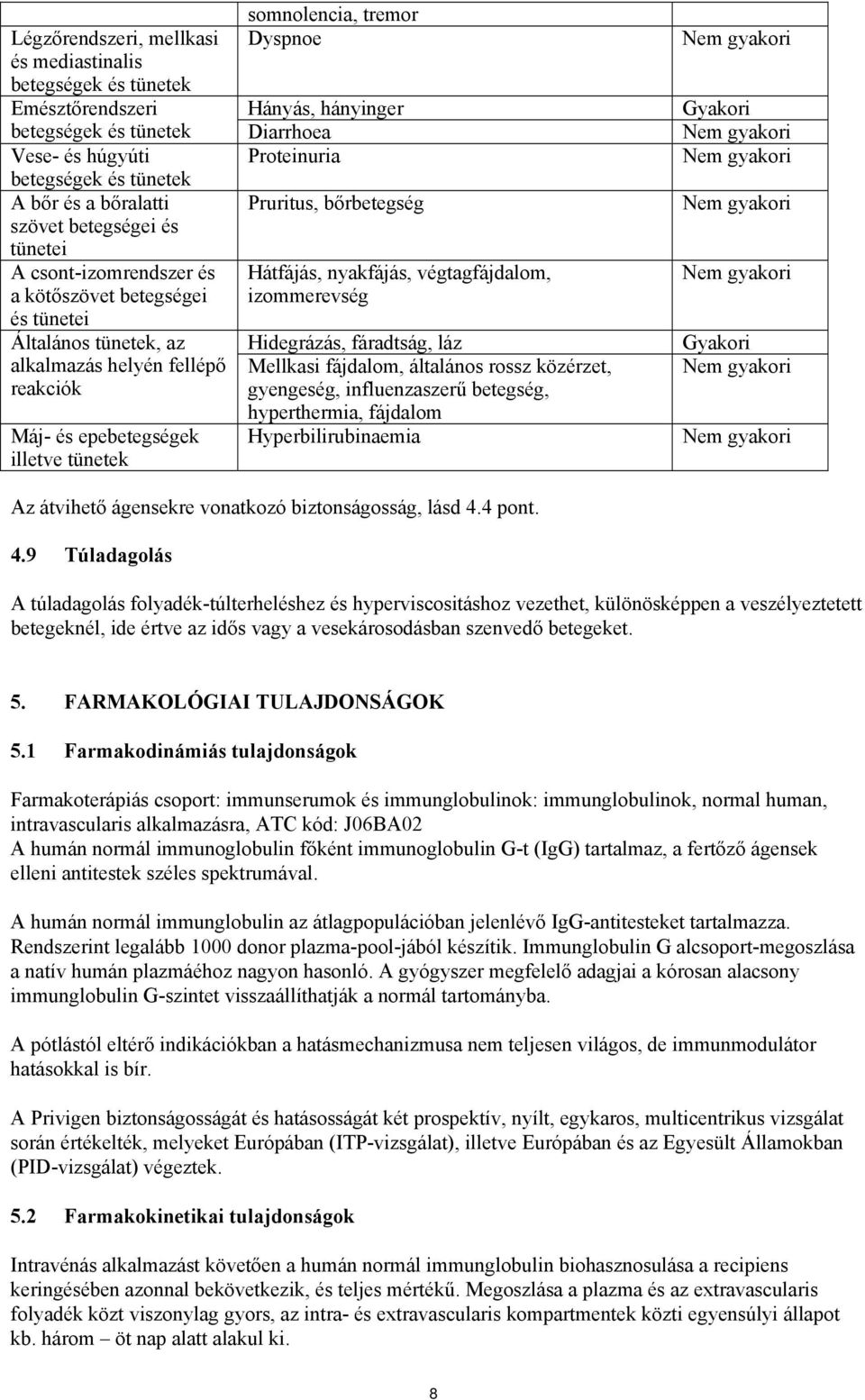 Általános tünetek, az alkalmazás helyén fellépő reakciók Máj- és epebetegségek illetve tünetek Hátfájás, nyakfájás, végtagfájdalom, izommerevség Hidegrázás, fáradtság, láz Mellkasi fájdalom,