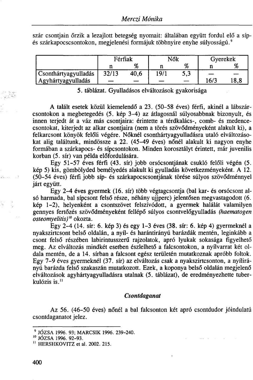 (50-58 éves) férfi, akinél a lábszárcsontokon a megbetegedés (5.