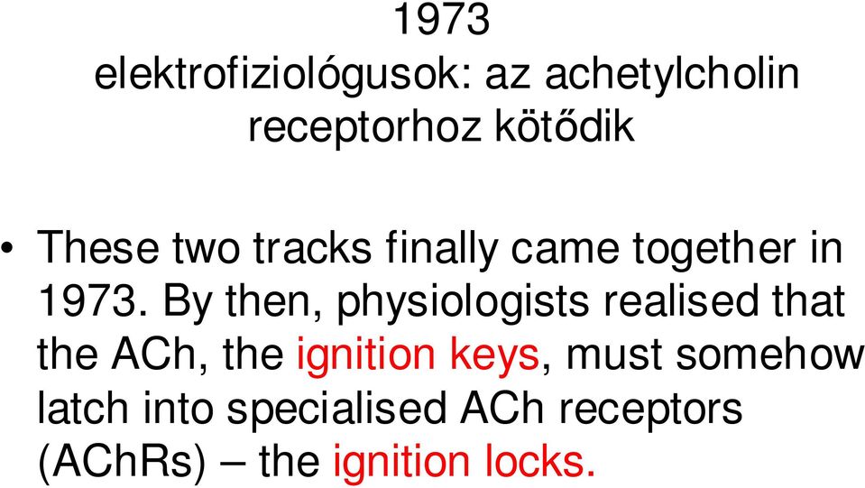 By then, physiologists realised that the ACh, the ignition